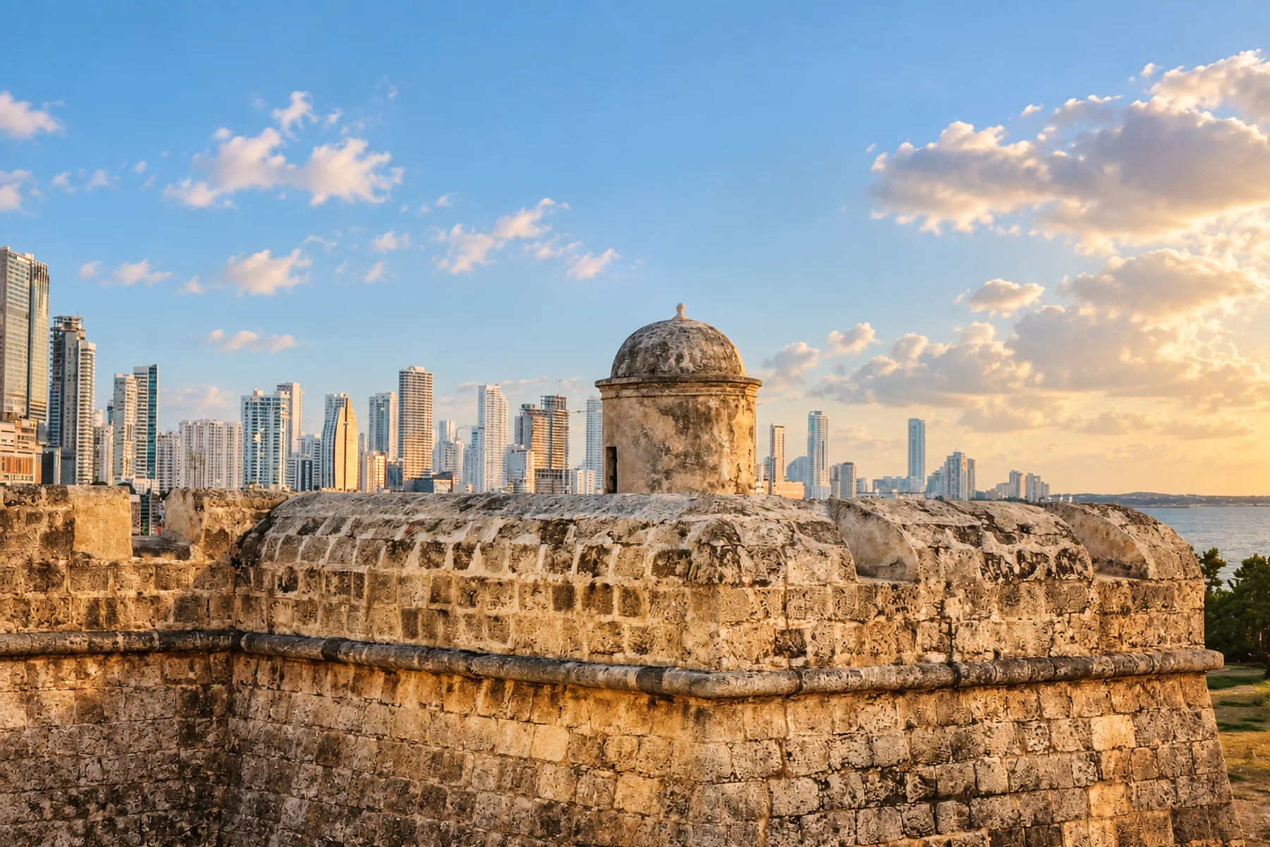 Murallas y perfil urbano de Cartagena.