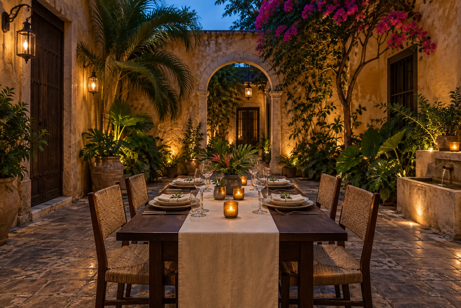 Cena privada en un patio de inspiración cartagenera.