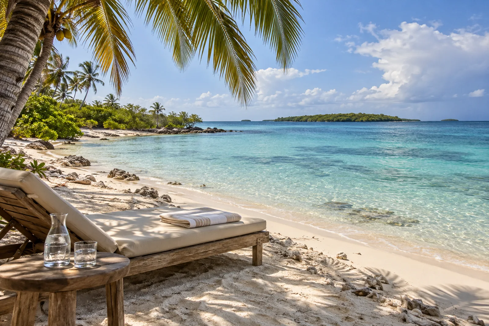 Descanso frente al mar en un día privado del Caribe.